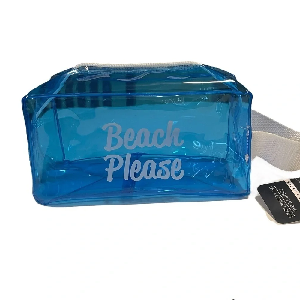 Cosmetic Bag Beach Please Blue See Through NWT